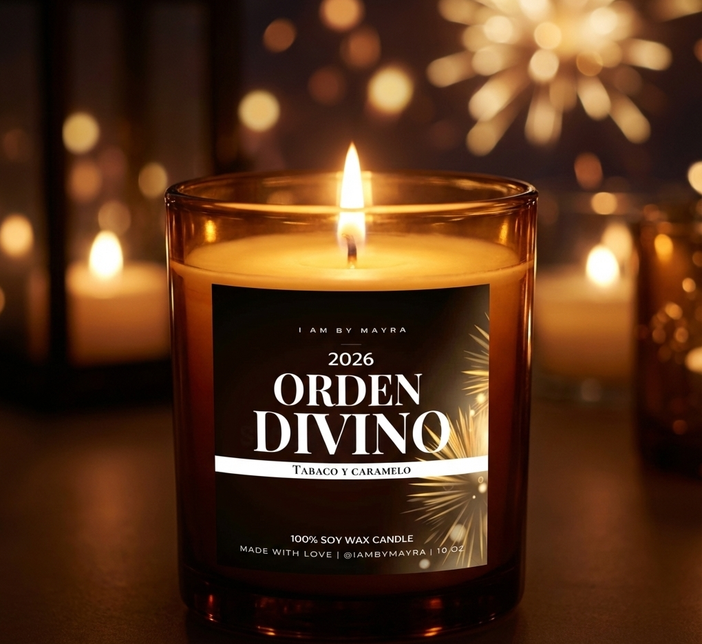 Vela Aromática Artesanal Orden divino + Tarjeta de afirmaciones