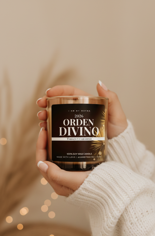 Vela Aromática Artesanal Orden divino + Tarjeta de afirmaciones